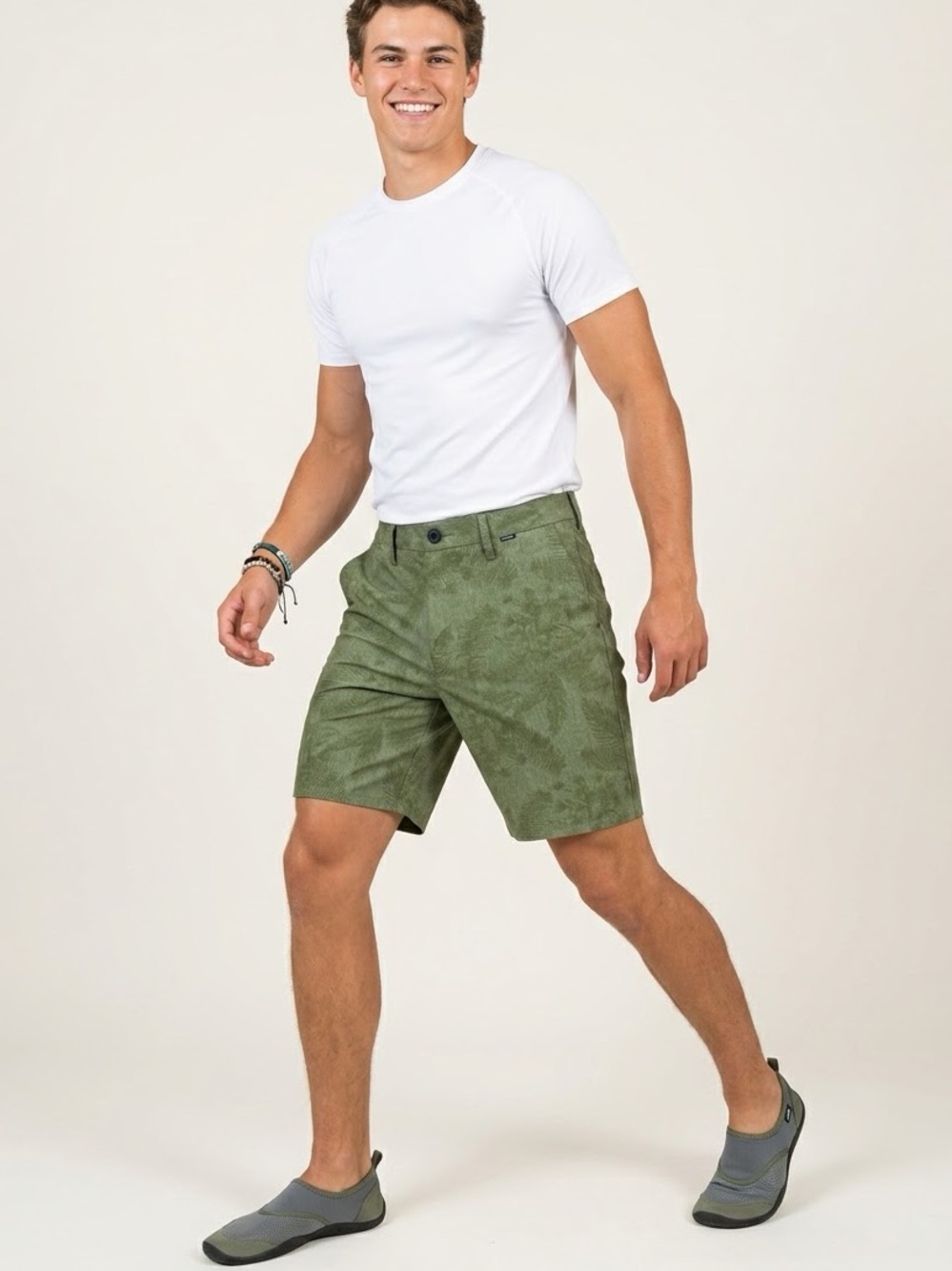 Hurley Phantom Men’s 30 Green Tropical Palm Hybrid Shorts Quick Dry Stretch